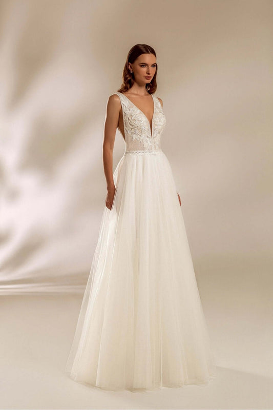 Angel A - line wedding dress with lace details - violetta - bridal
