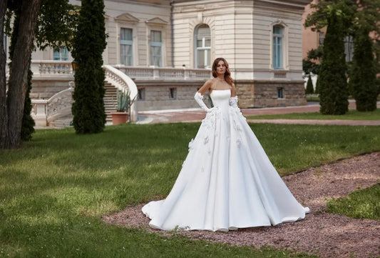 Blake A Line Mikado Dress Open Back With Floral Details - violetta - bridal