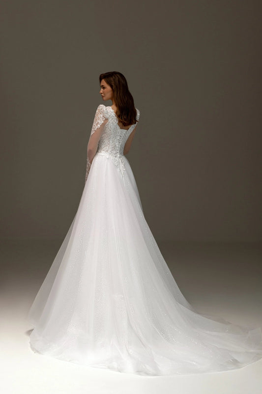 Delia A - line wedding gown with lace - violetta - bridal