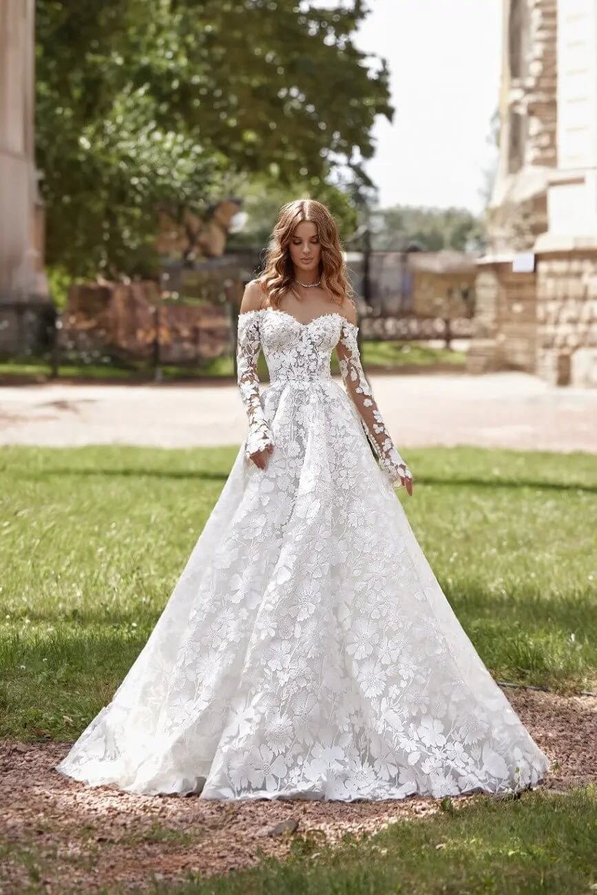 Doris romantic off-the-shoulder wedding dress