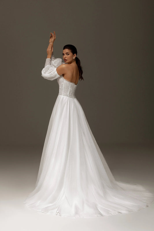 Ilona off - the - shoulder ball gown a true statement piece - violetta - bridal