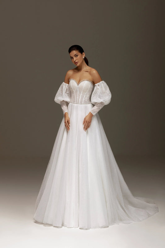 Ilona off - the - shoulder ball gown a true statement piece - violetta - bridal