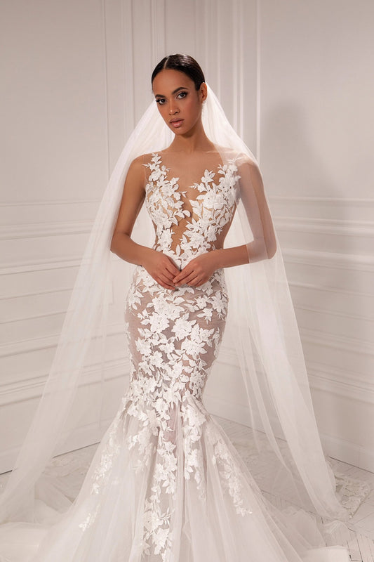 Jackie mermaid silhouette dress with lining - violetta - bridal