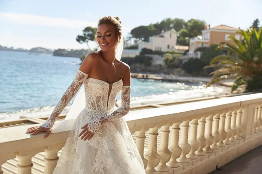 Jennifer A Line bridal dress with lace appliques - violetta - bridal