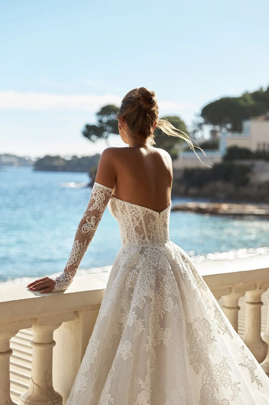 Jennifer A Line dress with cape and gloves - violetta - bridal