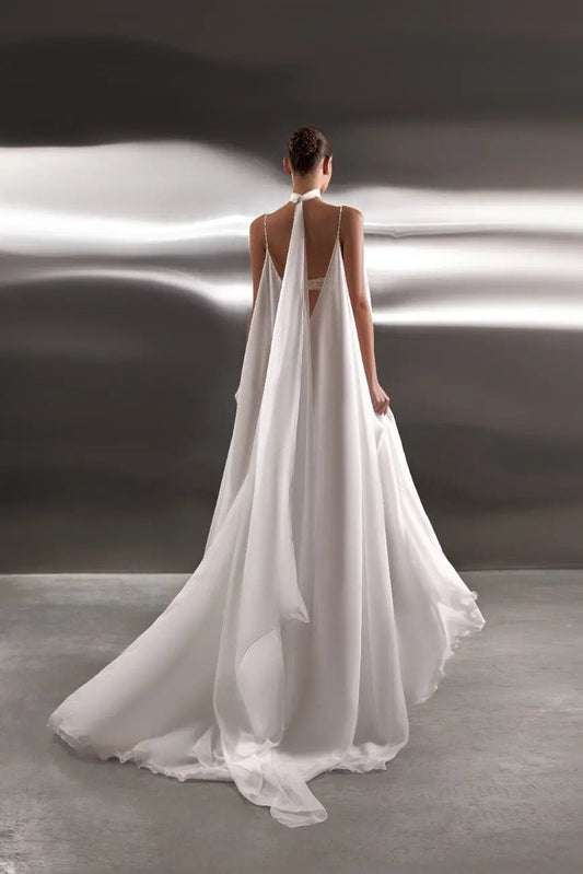 Leia chiffon sheath dress with embroidery - violetta - bridal