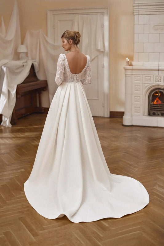 Marta beaded A - line wedding dress - violetta - bridal
