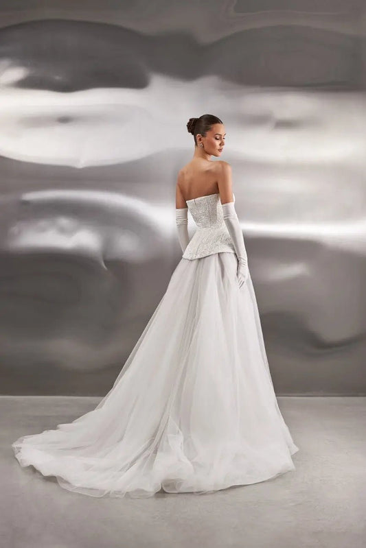 Milagros A Line wedding dress with open back - violetta - bridal
