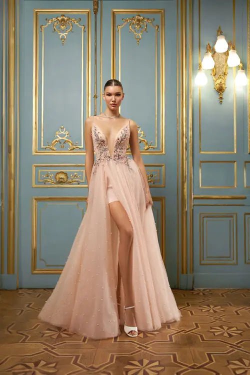 Model Number 1733 blush pink evening gown - violetta - bridal