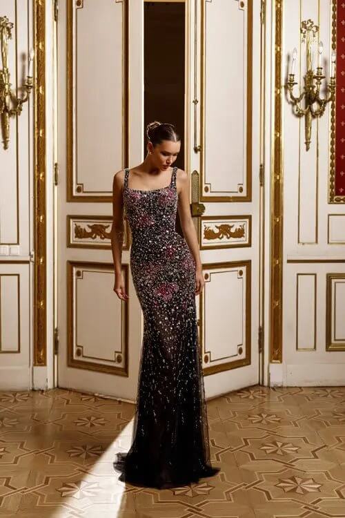 Model Number 2315 black sequin evening gown - violetta - bridal