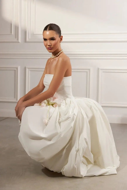 Muse A Line bridal dress with draped skirt - violetta - bridal