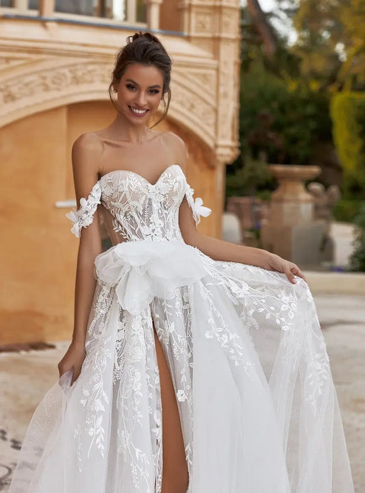 Paige A Line semi - transparent wedding dress - violetta - bridal