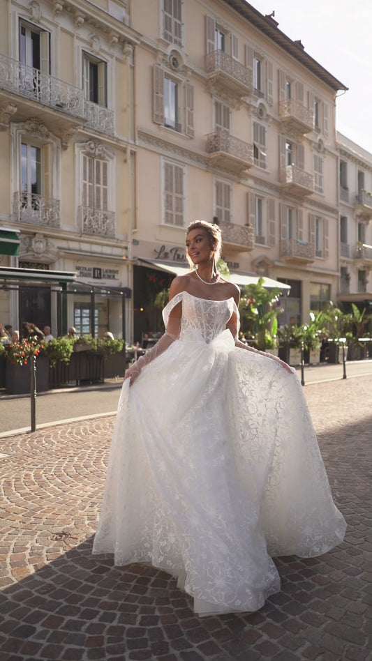 Gabriel A Line dress with open back