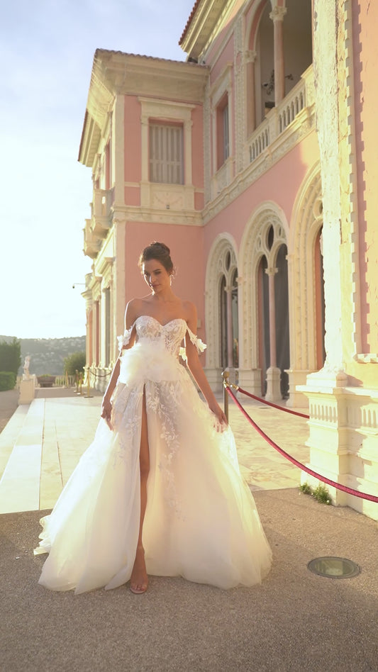 Paige A Line semi-transparent wedding dress