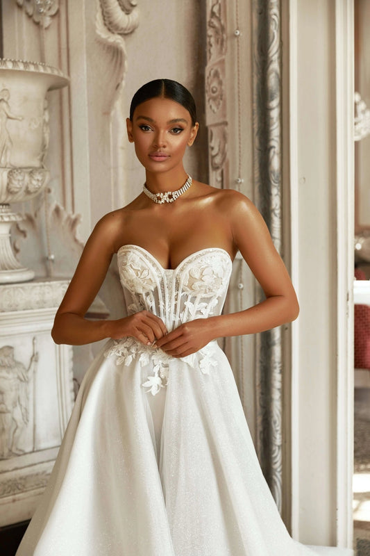 Sansa A-line semitransparent corset dress - violetta-bridal
