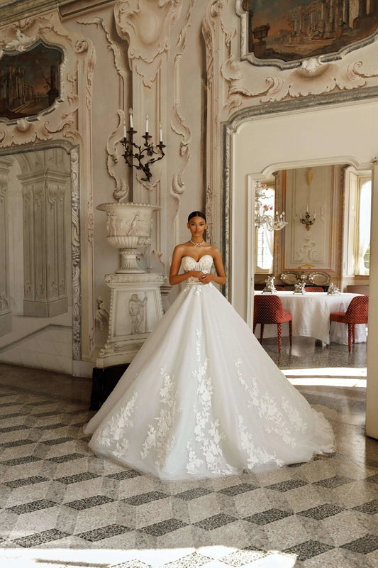 Sansa A-line semitransparent corset dress - violetta-bridal