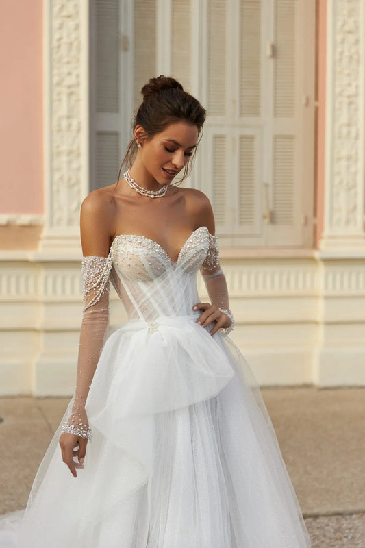 Skye a line bridal dress with embroidery - violetta - bridal