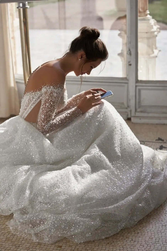 Sophie A Line wedding dress with embroidery - violetta - bridal