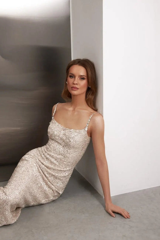 Theo sequined sheath gown - violetta - bridal