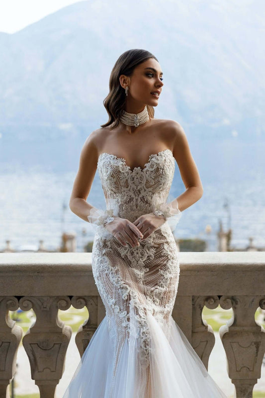 Theresa lace tulle fitted dress - violetta - bridal