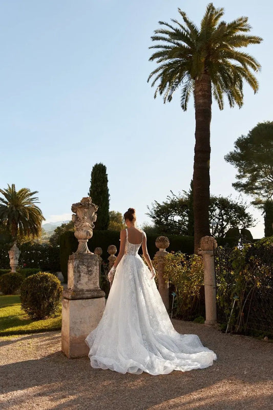 Veronica A line bridal dress with lace appliques - violetta - bridal