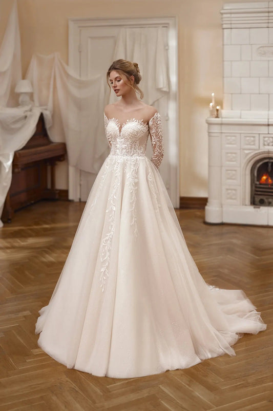 Alessandra Elegant Wedding Dress Bridal Gown Timeless Charm - violetta - bridal