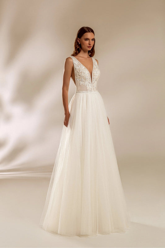 Angel A - line wedding dress with lace details - violetta - bridal