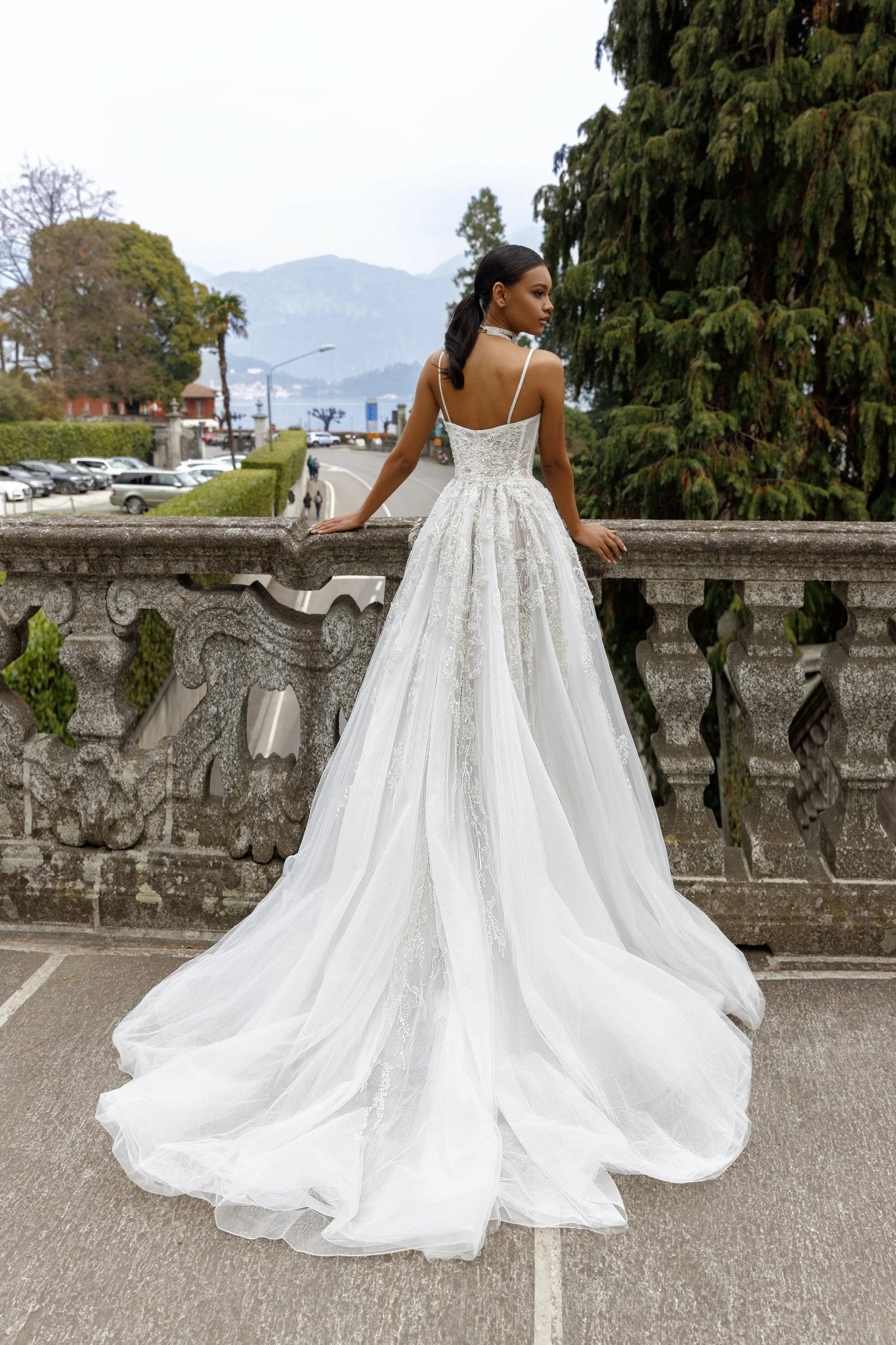 Briana A - line bridal dress with slit on right - violetta - bridal