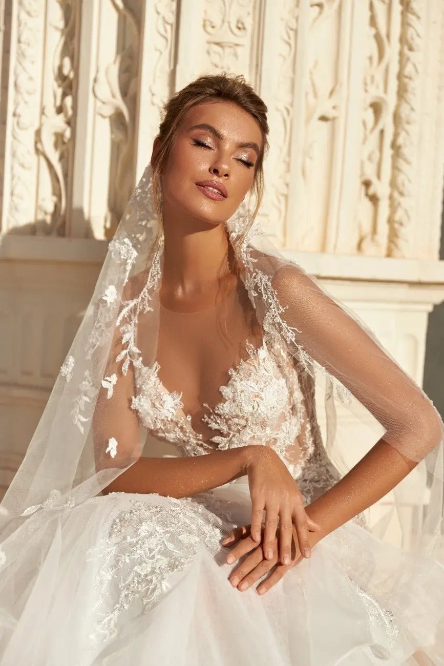 Darcia Mermaid Dress With Lace Appliques Beads And Pearls - violetta - bridal