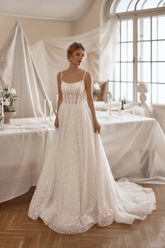 Elara elegant lace wedding dress - violetta - bridal