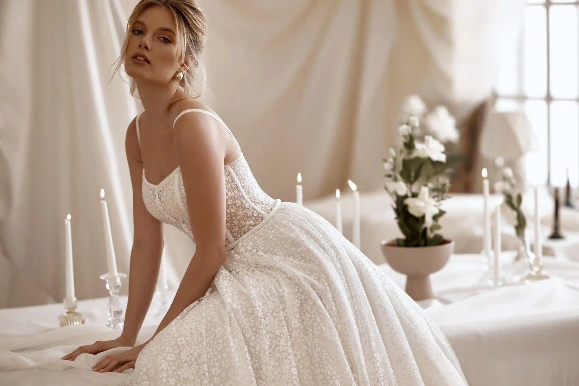 Elara elegant lace wedding dress - violetta - bridal