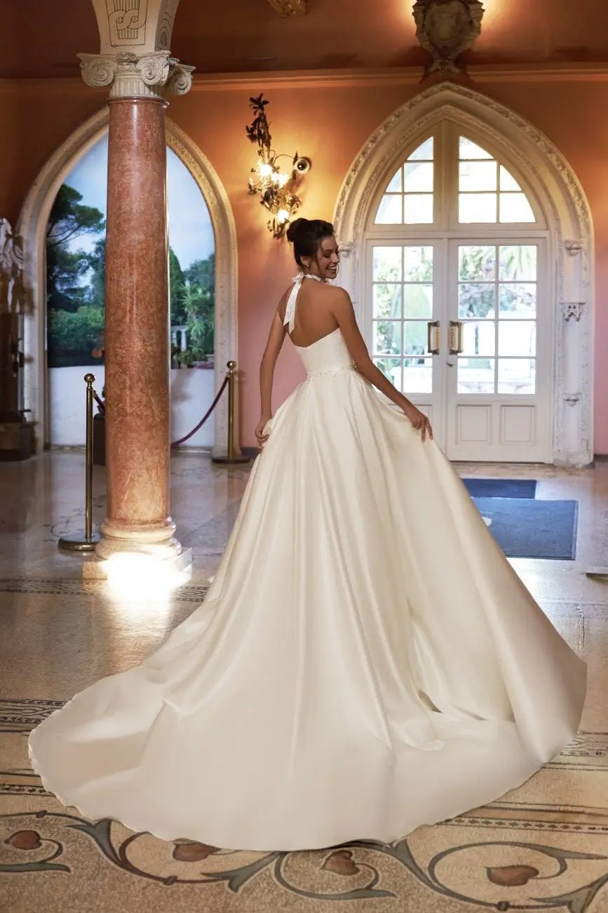 Eliza A line dress with taffeta mikado material - violetta - bridal