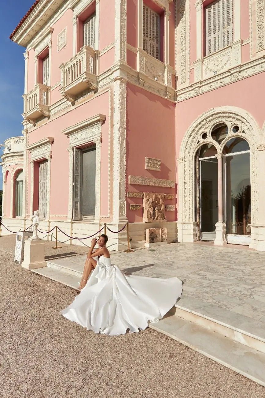 Eliza A line dress with taffeta mikado material - violetta - bridal