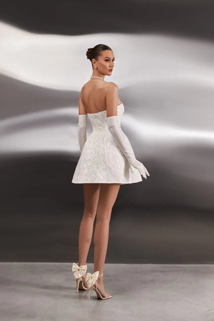 Esmeralda A Line one - piece mini dress - violetta - bridal