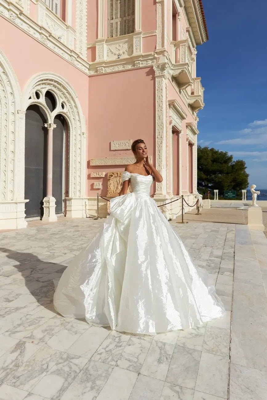 Florence A Line dress with cape - violetta - bridal