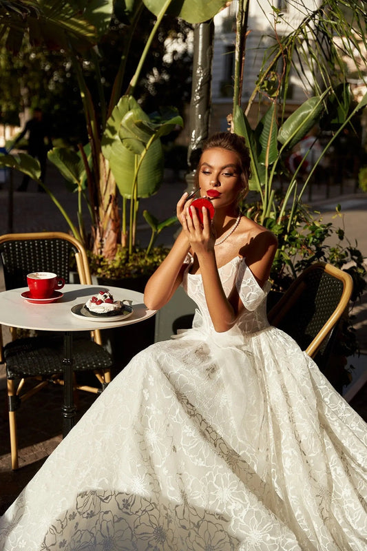 Gabriel A Line dress with open back - violetta - bridal