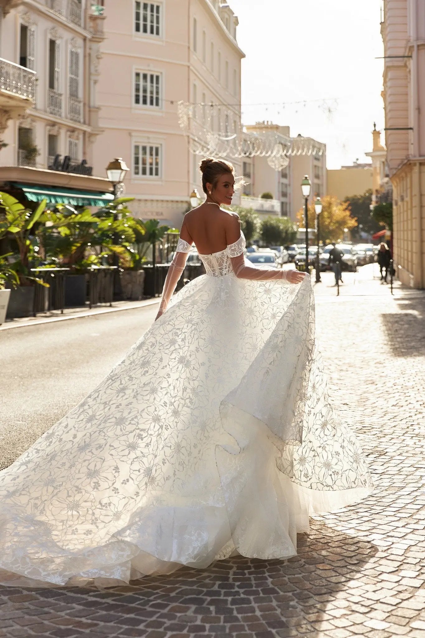 Gabriel A Line dress with open back - violetta - bridal