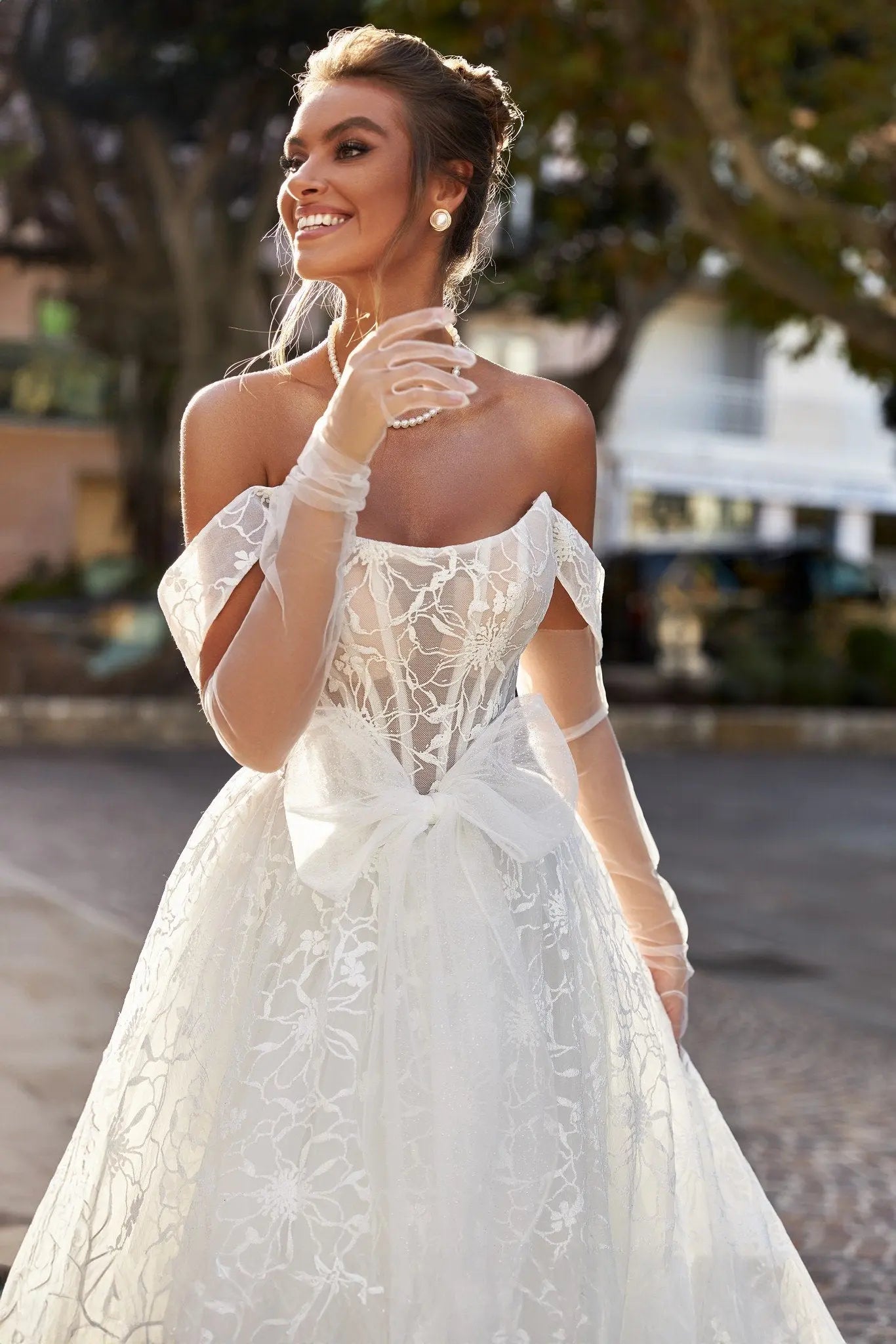 Gabriel A Line dress with open back - violetta - bridal