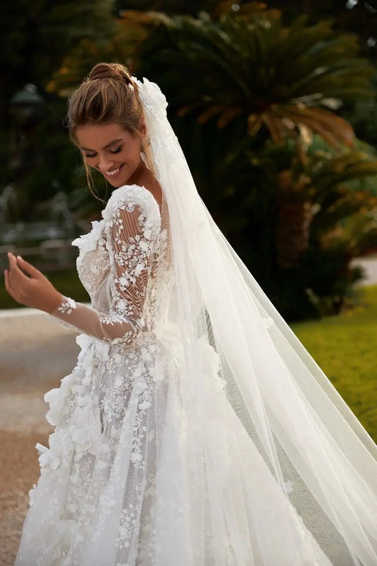 Gina A Line long sleeve wedding dress - violetta - bridal