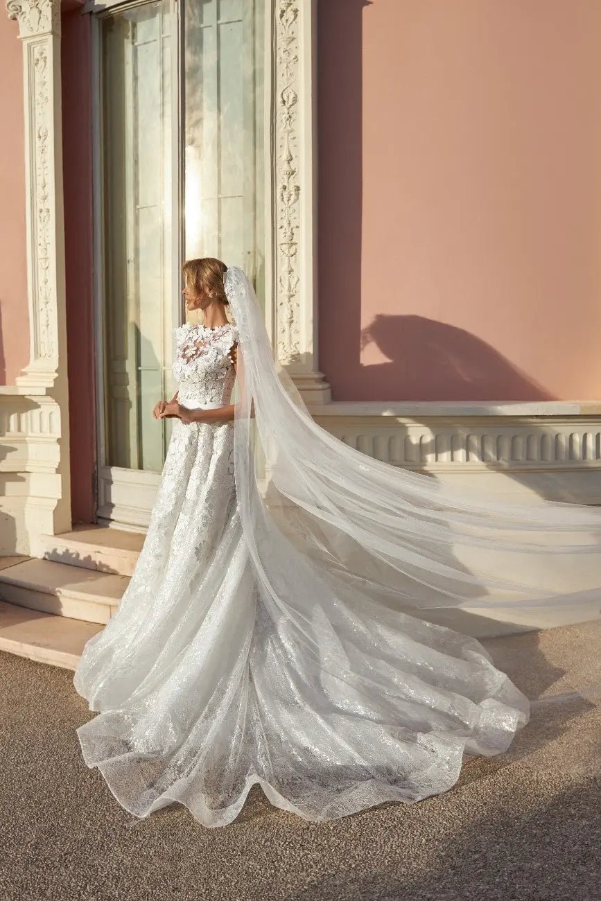 Holly fitted silhouette dress with long sleeves - violetta - bridal