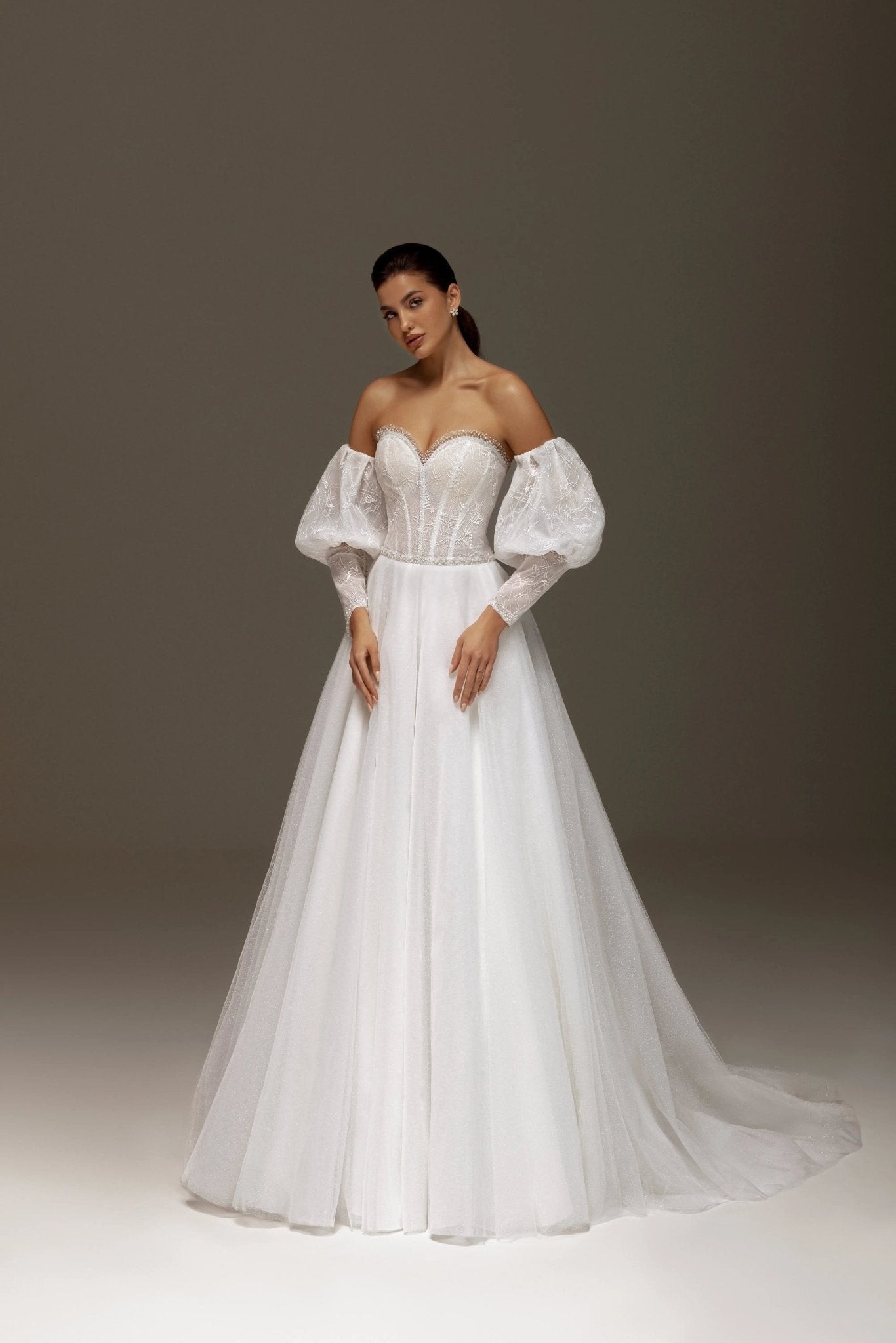 Ilona off - the - shoulder ball gown a true statement piece - violetta - bridal