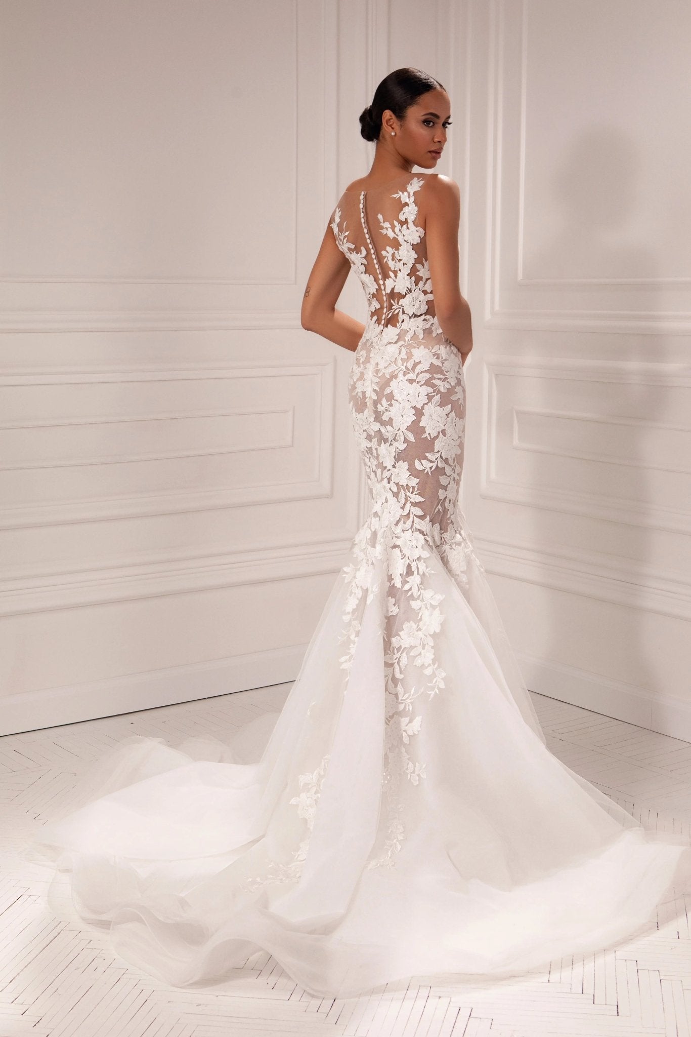 Jackie mermaid silhouette dress with lining - violetta - bridal