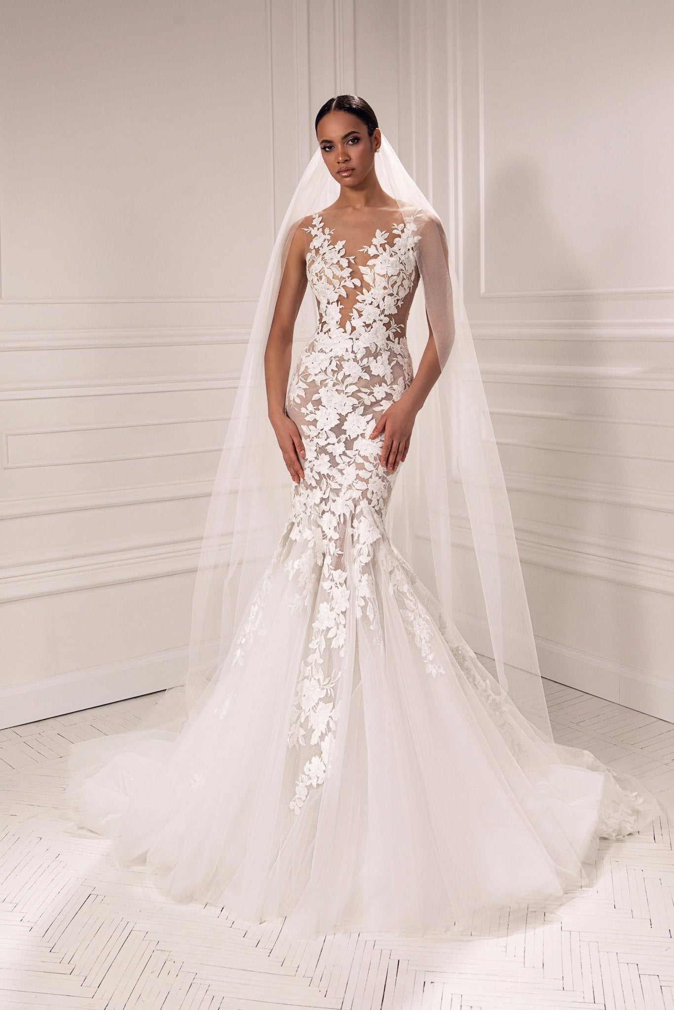 Jackie mermaid silhouette dress with lining - violetta - bridal