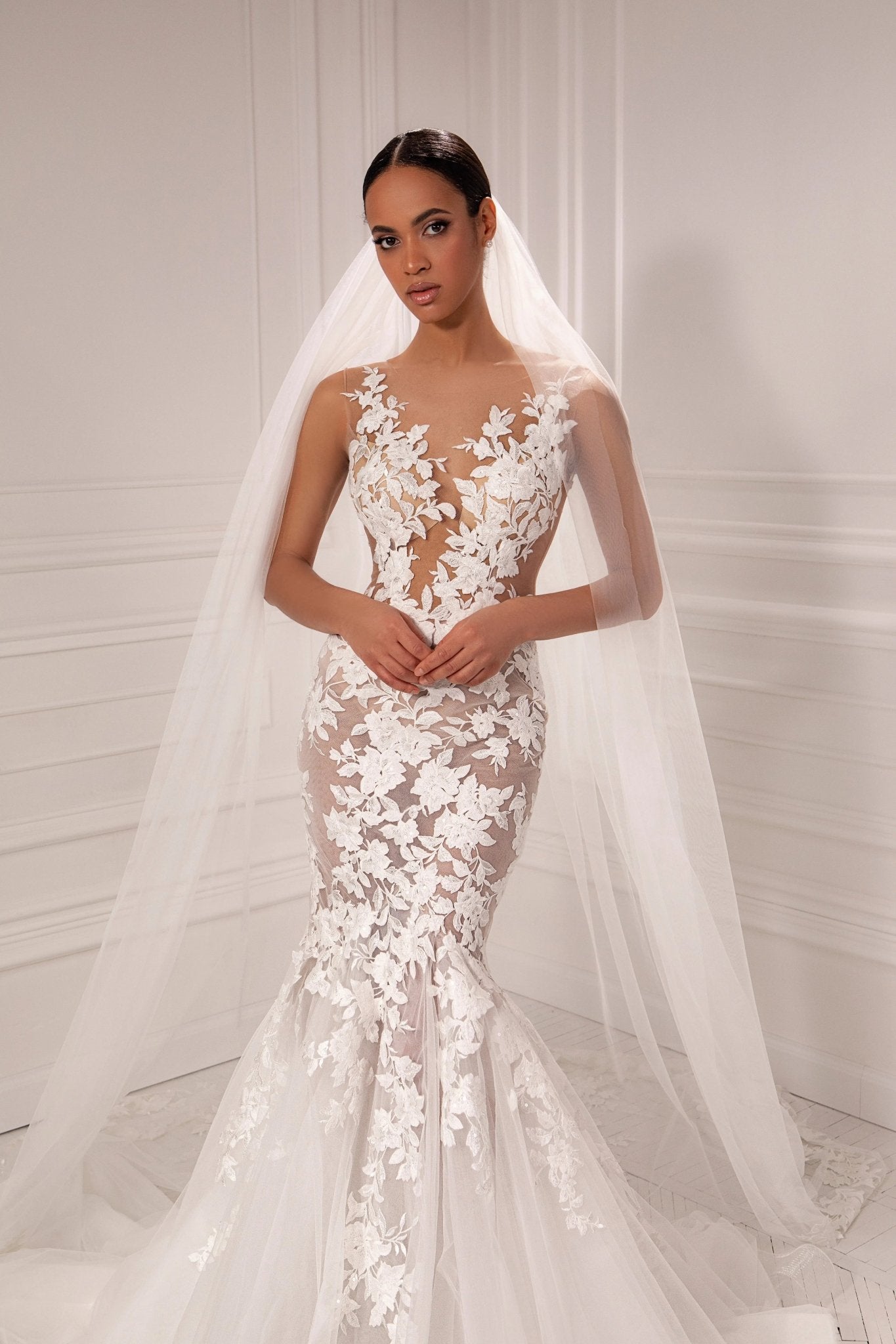 Jackie mermaid silhouette dress with lining - violetta - bridal