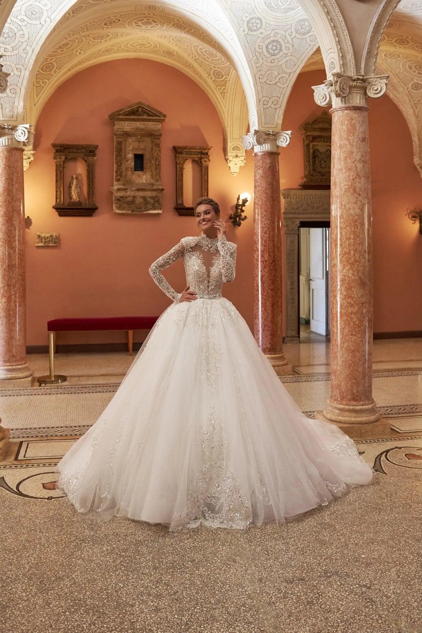 Jasmin ball gown dress with cape - violetta - bridal