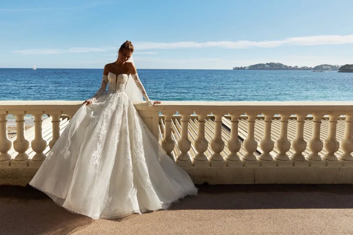 Jennifer A Line bridal dress with lace appliques - violetta - bridal