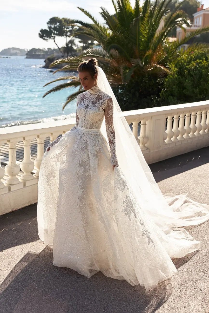 Jennifer A Line bridal dress with lace appliques - violetta - bridal