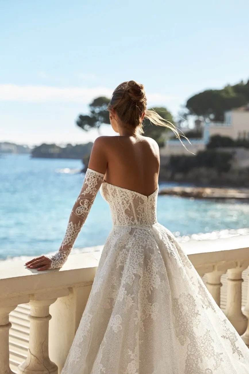 Jennifer A Line bridal dress with lace appliques - violetta - bridal