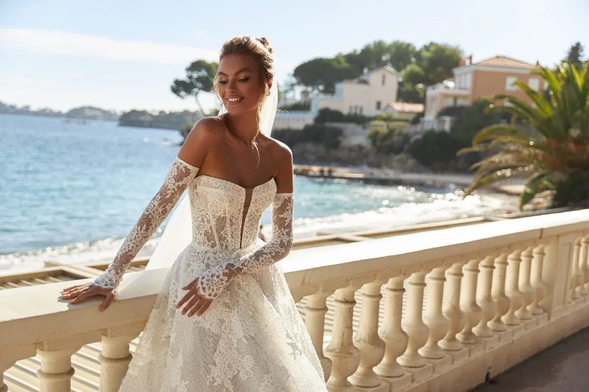 Jennifer A Line bridal dress with lace appliques - violetta - bridal