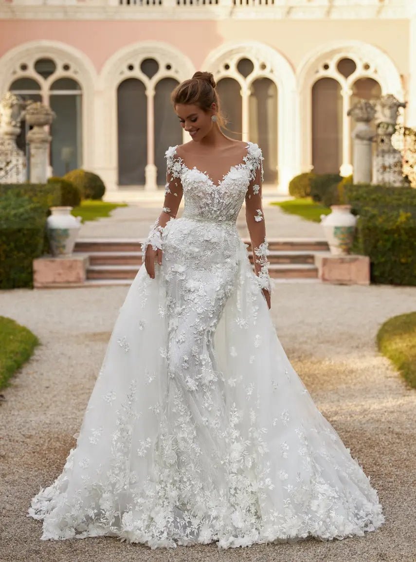 Joan fitted silhouette bridal dress with a detachable overskirt - violetta - bridal